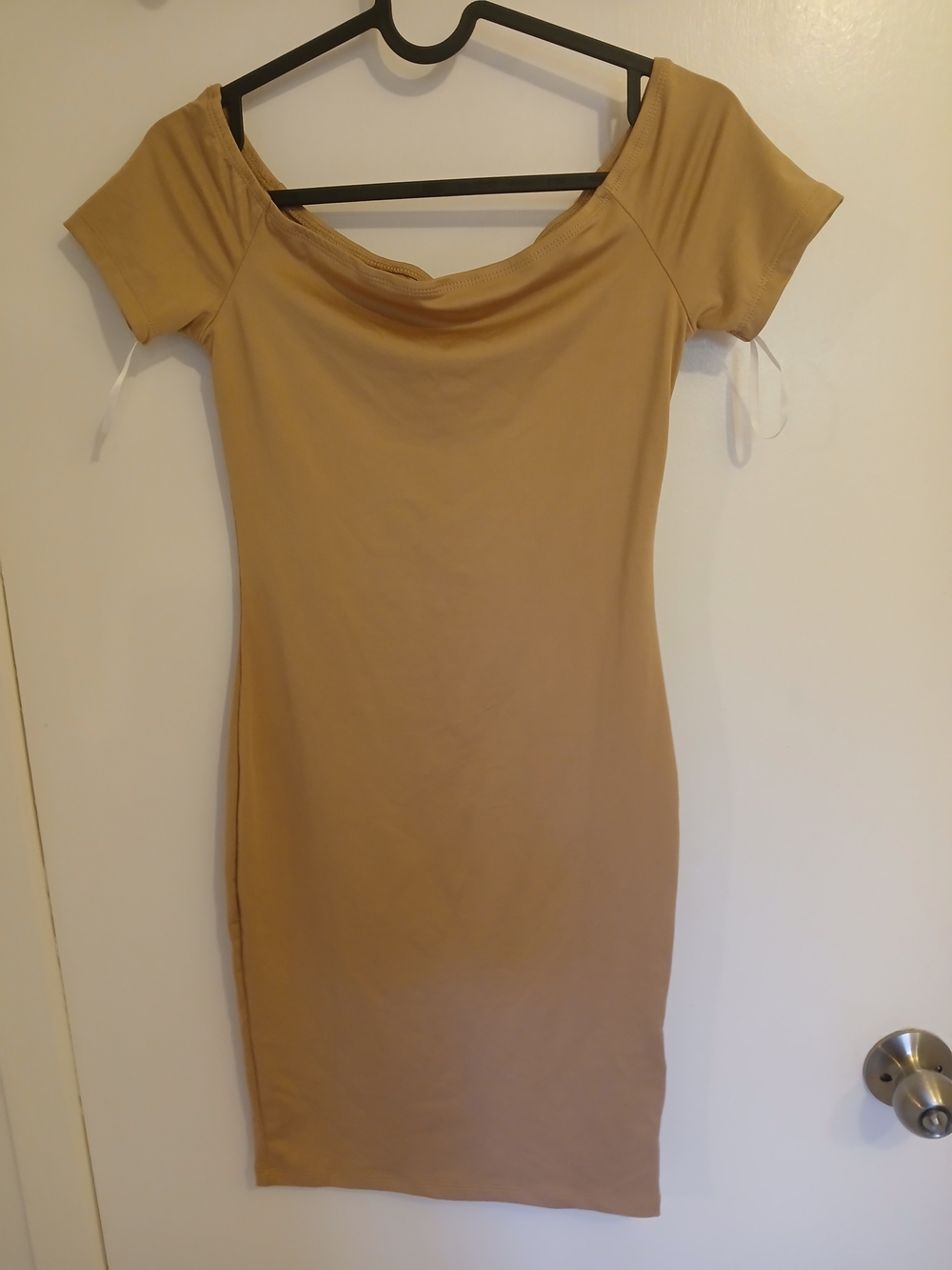 SHEIN Camel Off-Shoulder Midi Dress